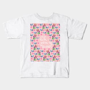 Oh Youre Sweet Macaron Dreams Watercolour White Kids T-Shirt